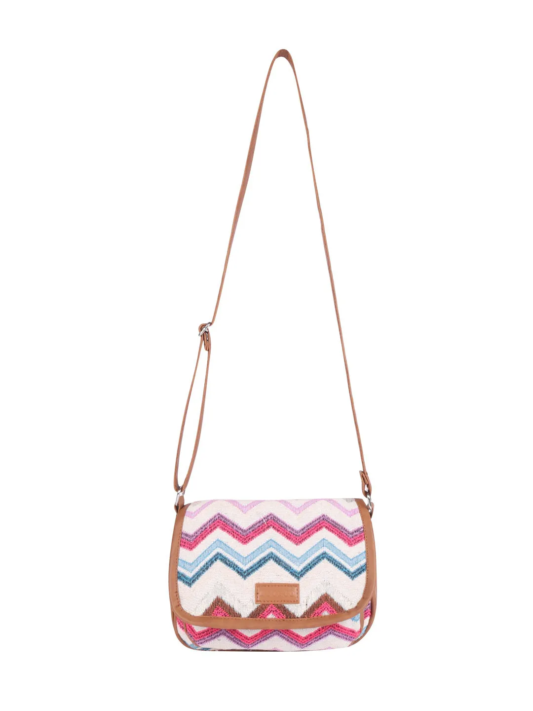 Pink And White Thick Pattern Crossbody Sling Bag