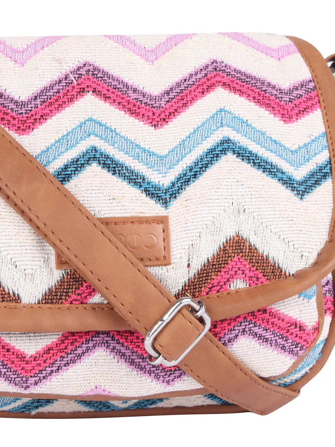 Pink And White Thick Pattern Crossbody Sling Bag