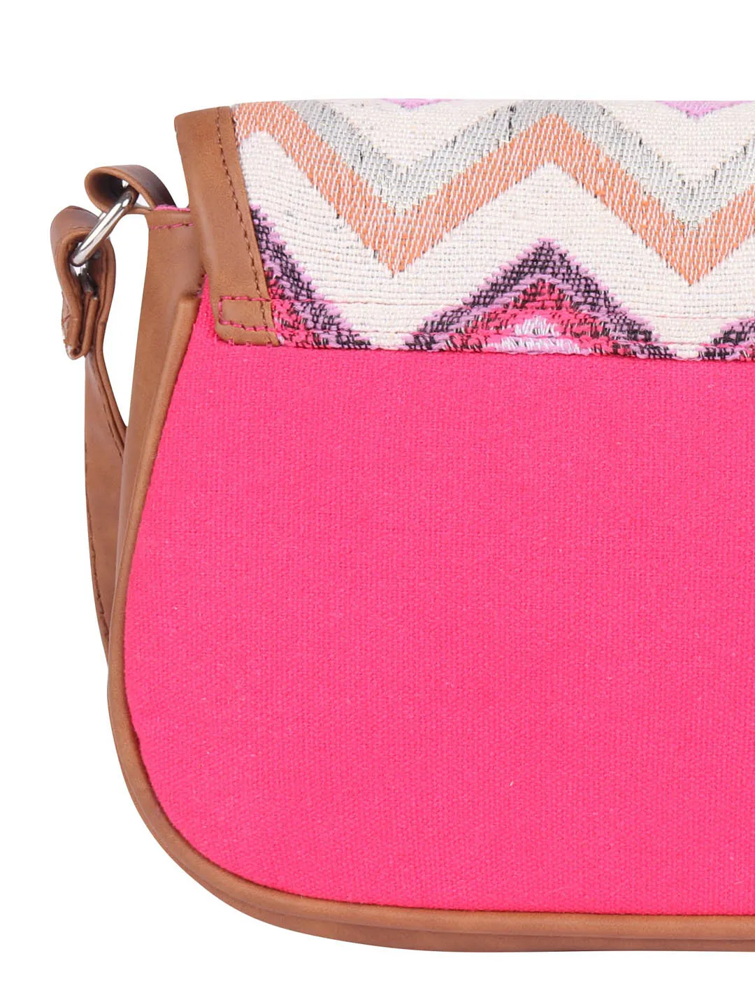 Pink And White Thick Pattern Crossbody Sling Bag