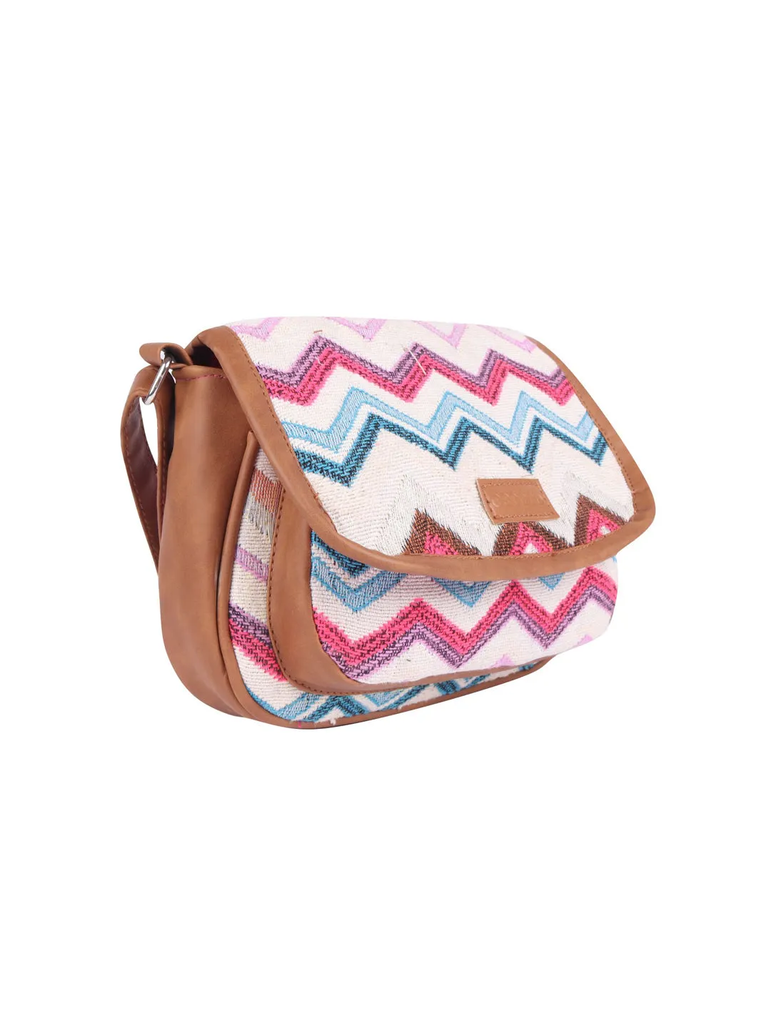 Pink And White Thick Pattern Crossbody Sling Bag