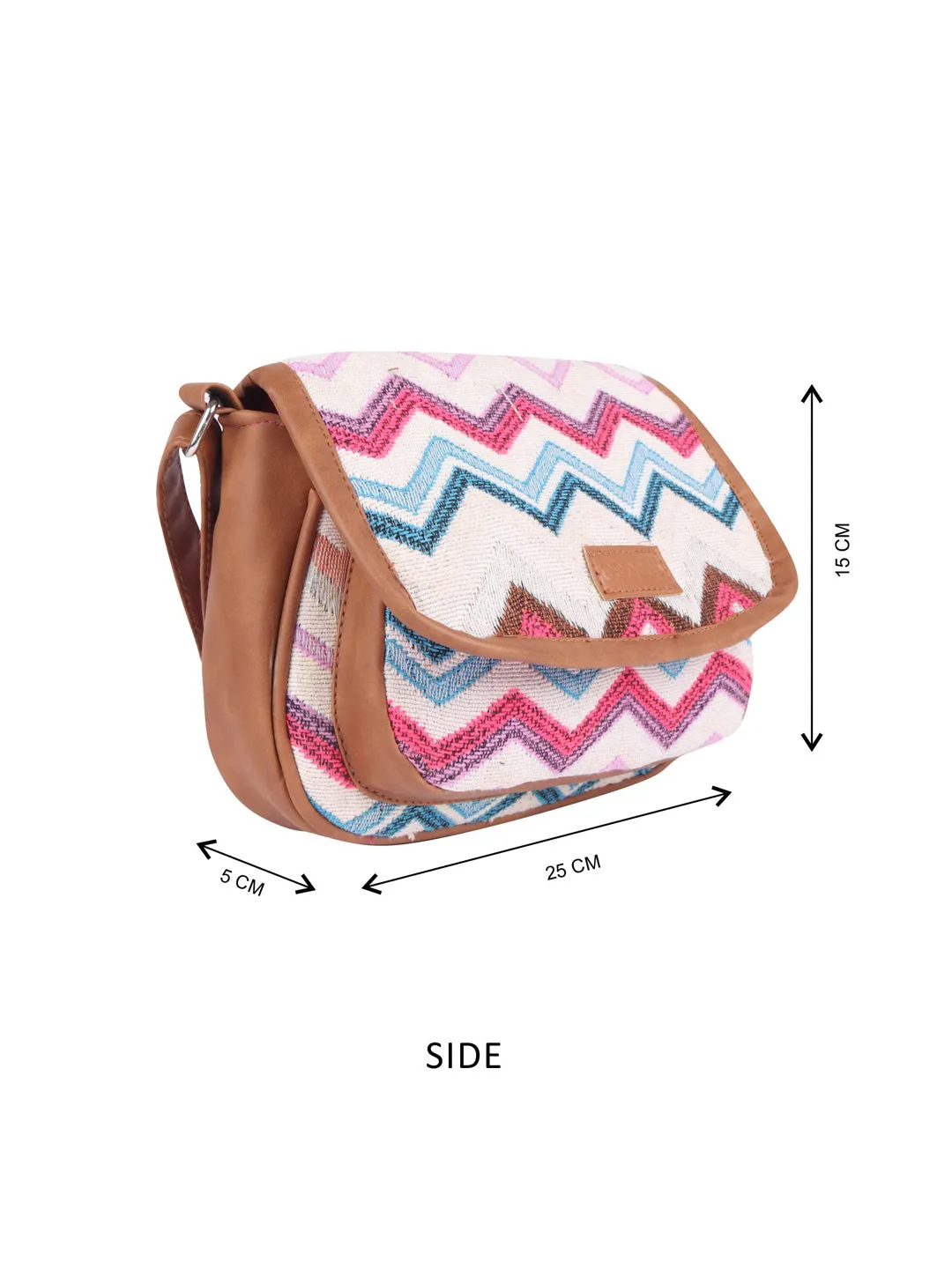 Pink And White Thick Pattern Crossbody Sling Bag