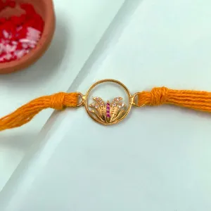 Pure Silver Gold Plated Lotus Rakhi