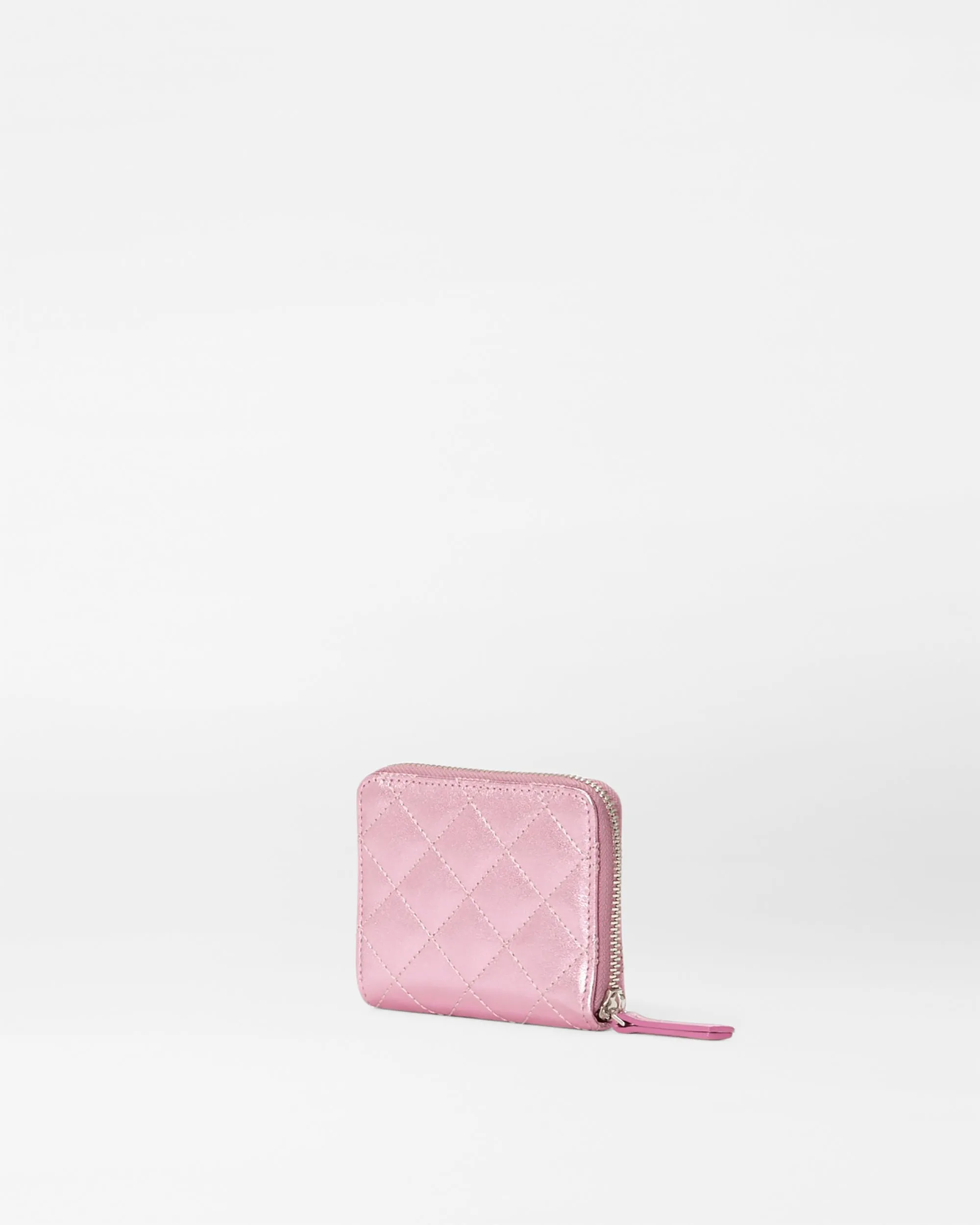 Rose Metallic Leather Small Zip Round Wallet