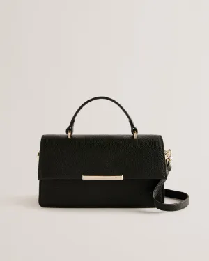 Rosly Bar Detail Elongated Top Handle Bag Black