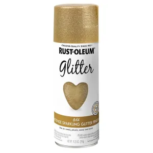 Rust-Oleum 301495 Glitter Paint, Flat/Matte, Gold, 10.25 oz, Aerosol Can :CAN: QUANTITY: 1