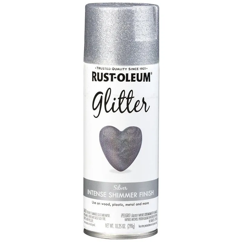 Rust-Oleum 301814 Glitter Paint, Flat/Matte, Silver, 10.25 oz, Aerosol Can :CAN: QUANTITY: 1