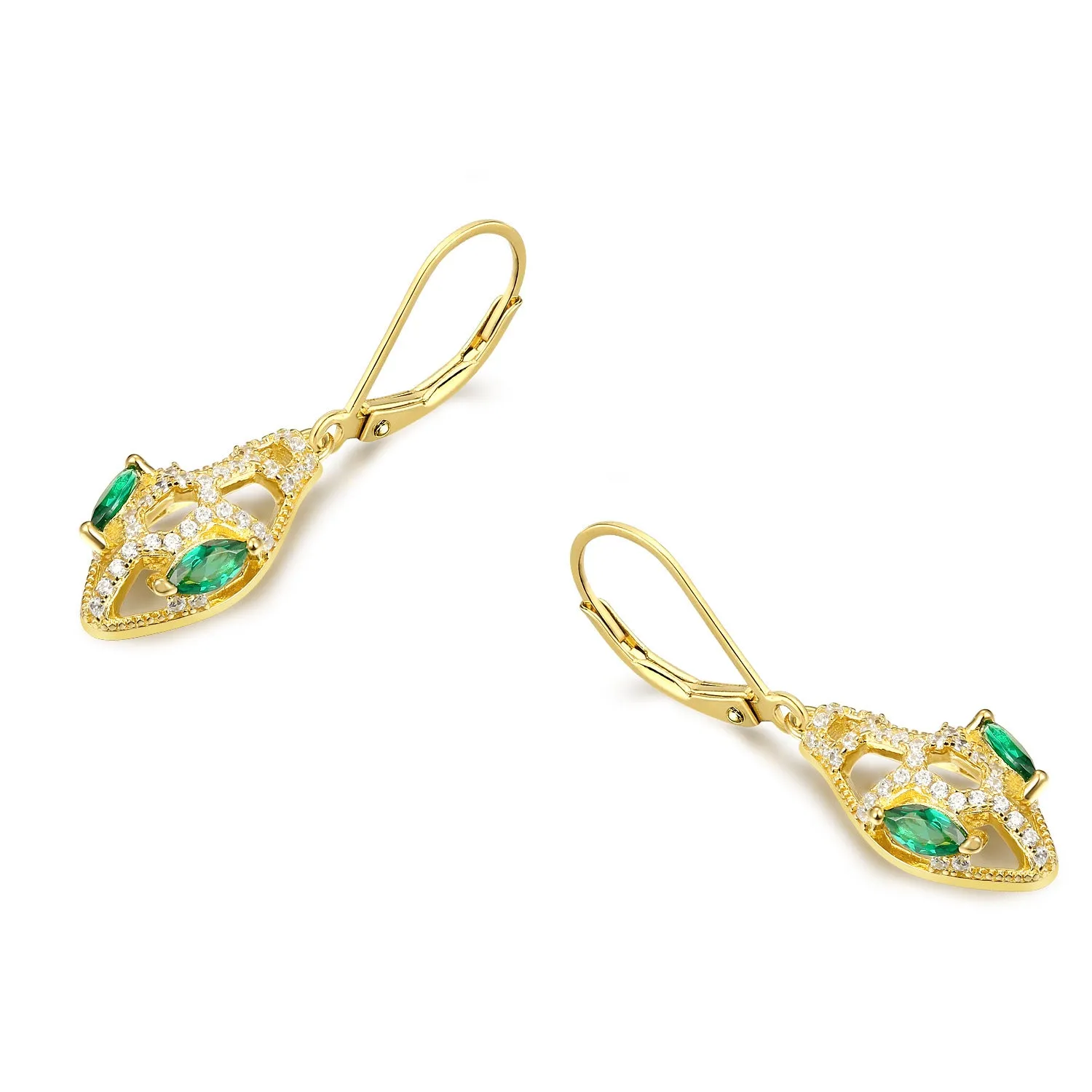 Snake with Marquise Green Zircon Hollow Silver Hoop Earrings for Women