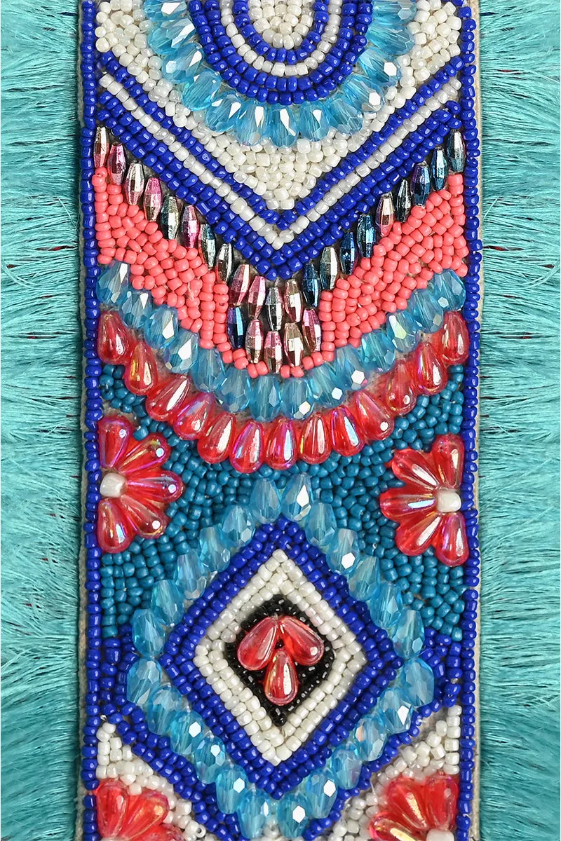 Southwest Floral Bloom Beaded Shoulder Bag